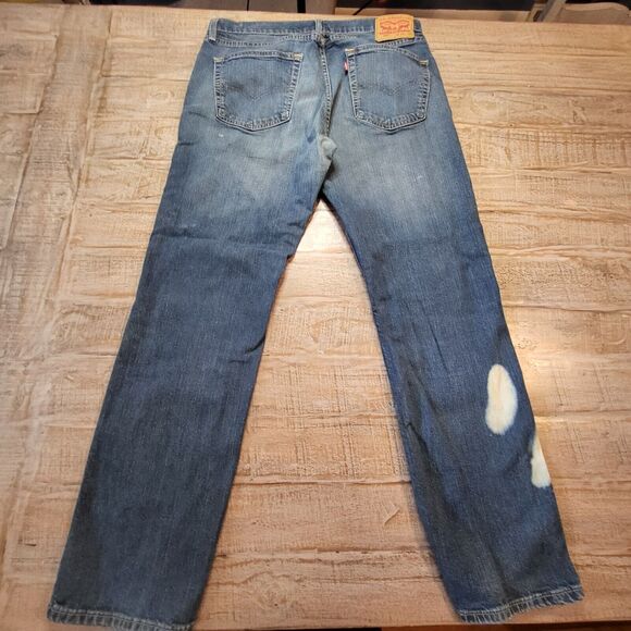 Levi 559 Mens 35x31 Blue Relaxed Straight Leg Jeans Distressed - Picture 10 of 12